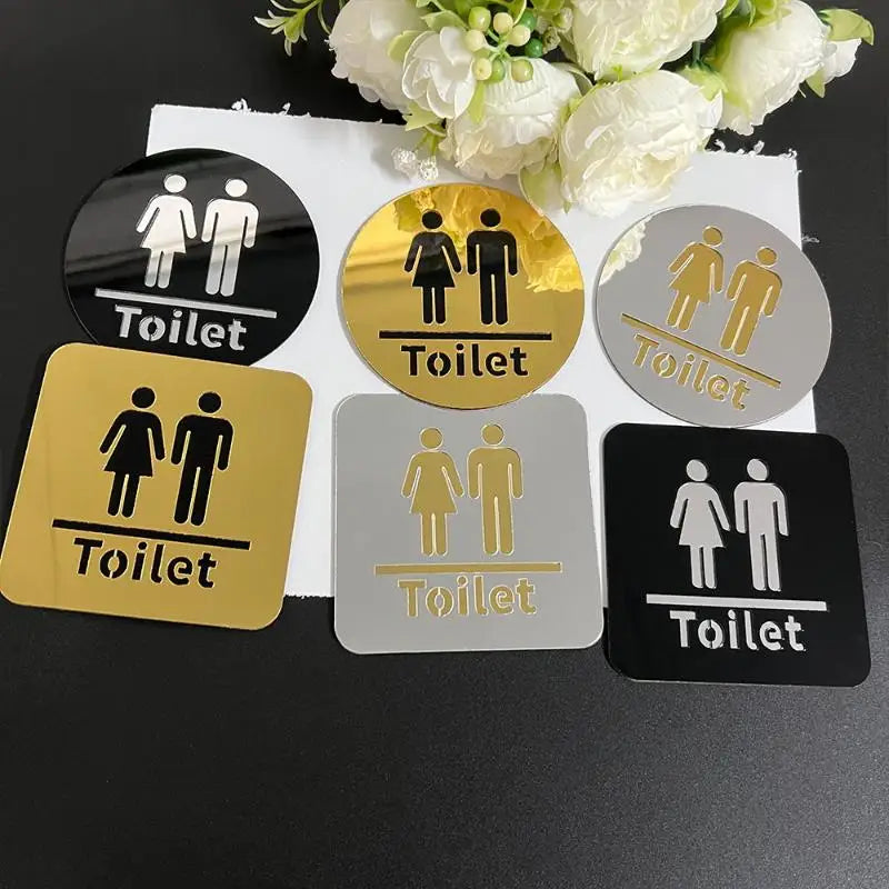 3.94-inch Acrylic Toilet Sign For Men And Women, Bathroom Identification, Round And Square Toilet Mirror Decals For Home Decor. Oasis Select