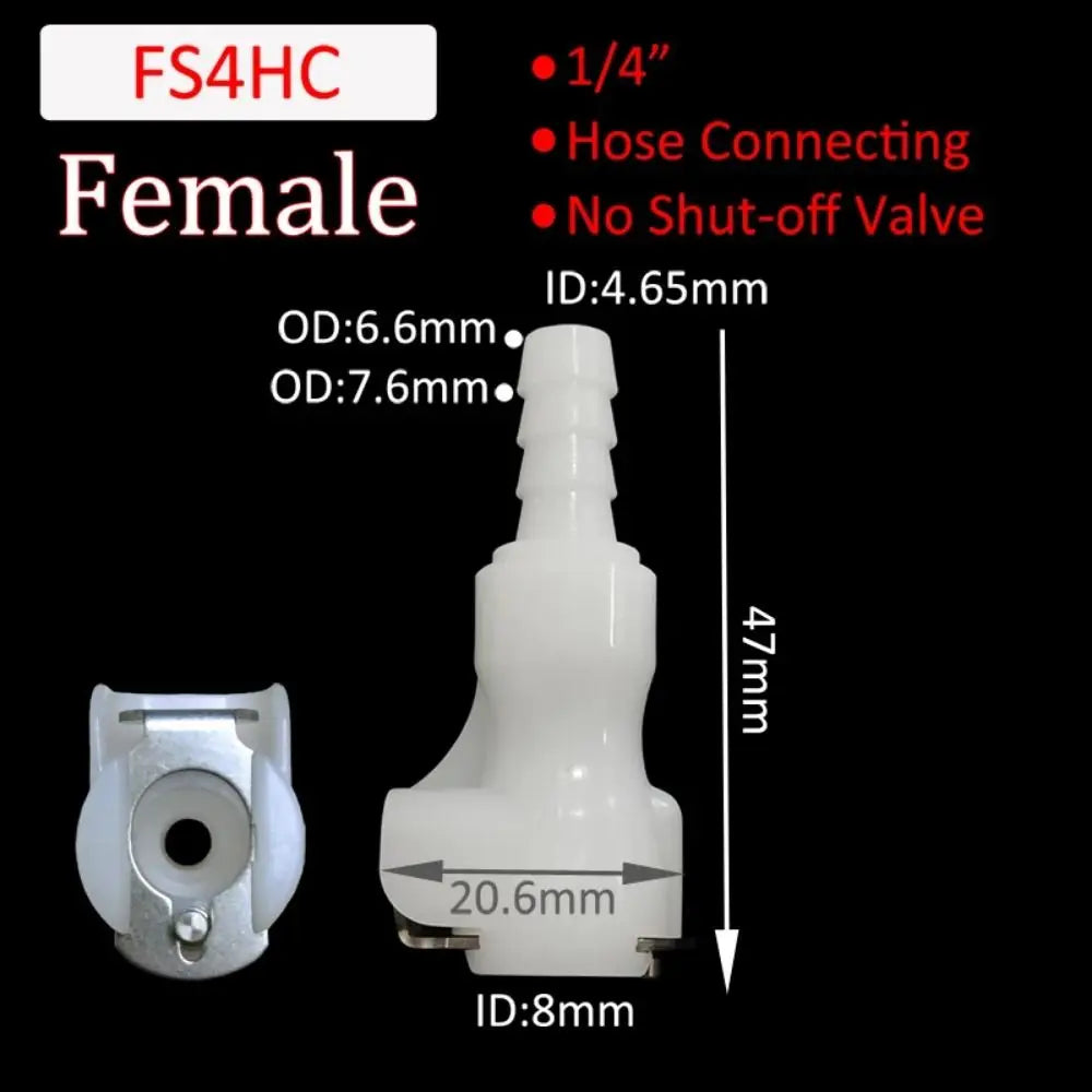 1Pc Disconnect Fitting Coupling Hose Joint Tube Connector Male Female Hose Barb Valved S-series 3/16 1/4 Quick Coupler Oasis Select FS4HC