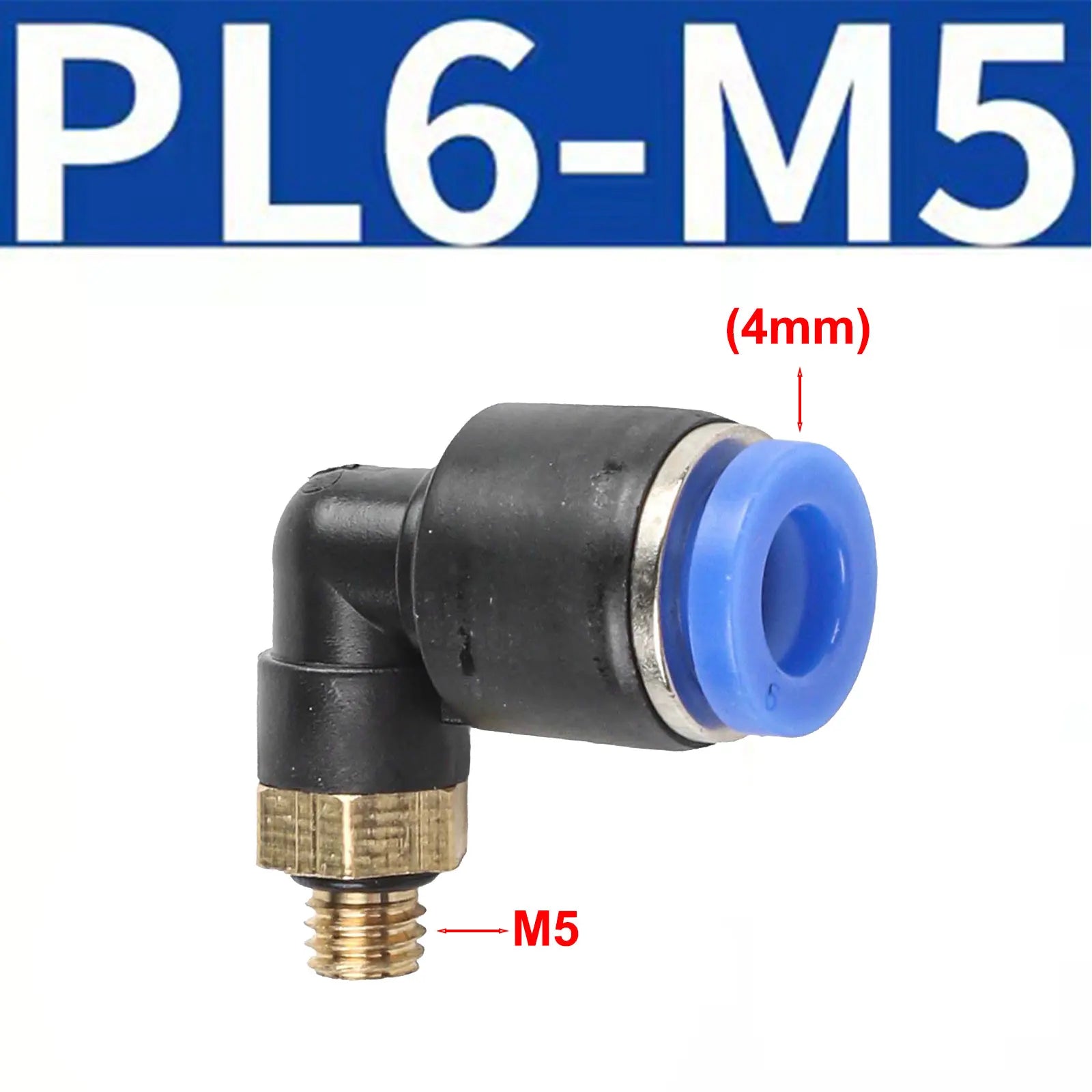 Pneumatic Quick Connector Air Fittings Thread Elbow Adapter PL4-16mm Hose Tube Elbow Air Hose Fittings Quick Connector Oasis Select PL6-M5
