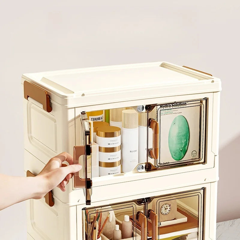 30/40cm Width, Foldable Desktop Organizer Multi-Layer Options,Cream Style Design,Perfect for Cosmetics，Stationery，Storage Box Oasis Select