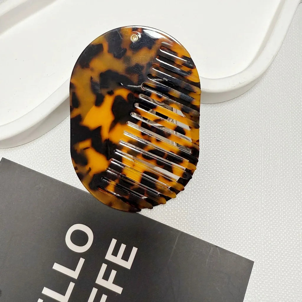 2-in-1 Folding Mirror Comb | Acetate Pocket Travel Hair Brush