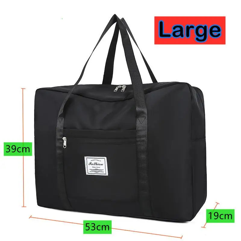 Large Capacity Functional Portable Nylon Moving Storage Bag Folding Luggage Bag Aircraft BagMulti Travel Bag Shoulder Bag Oasis Select L Black