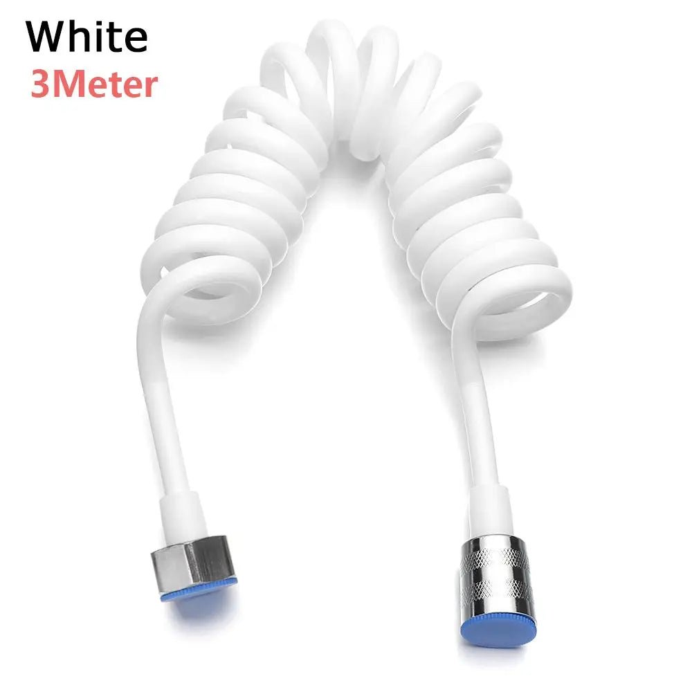 1.5/2/3meter Anti-wrap Telephone Line Style Spring Shower Hose Water Plumbing Toilet Bidet Bath Sprayer Connect Pipe Oasis Select white 3 meters