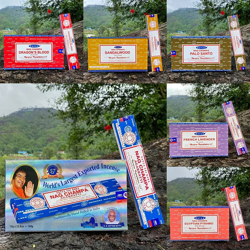 5BOX NAG Champa Incienso Satya Incense Collection Satya Handmade Sticks with Flavors Refreshing Medicinal Aromas Home Fragrances Oasis Select