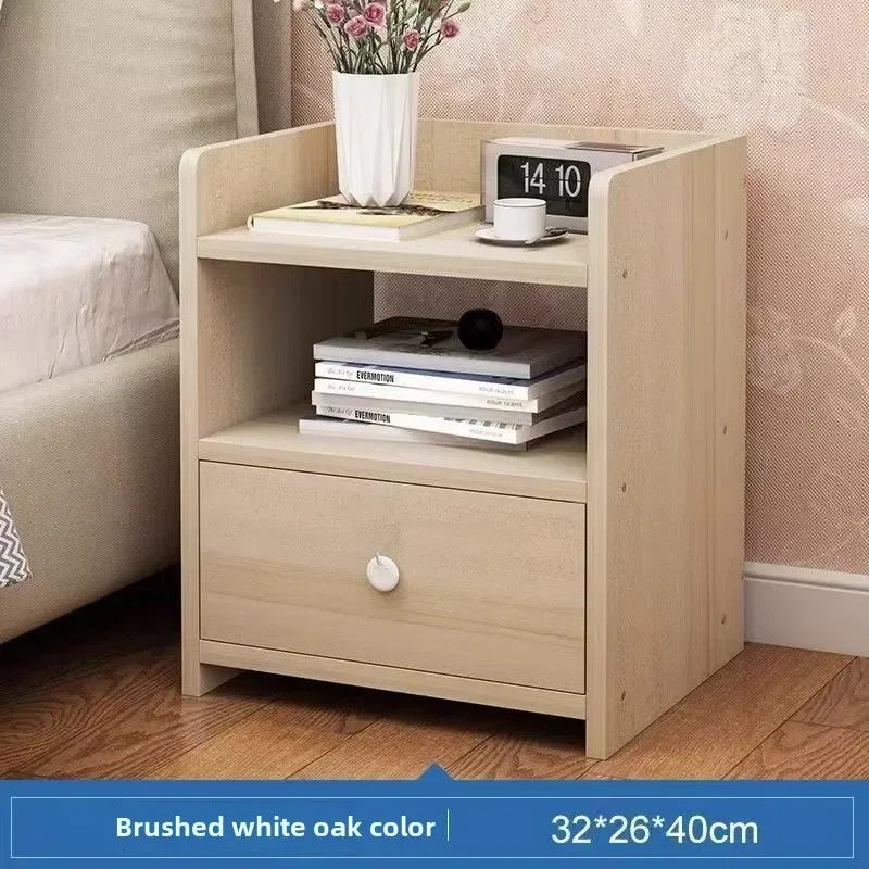 Multi-functional Bedside Table Storage Locker Small Shelf Oasis Select White Oak A