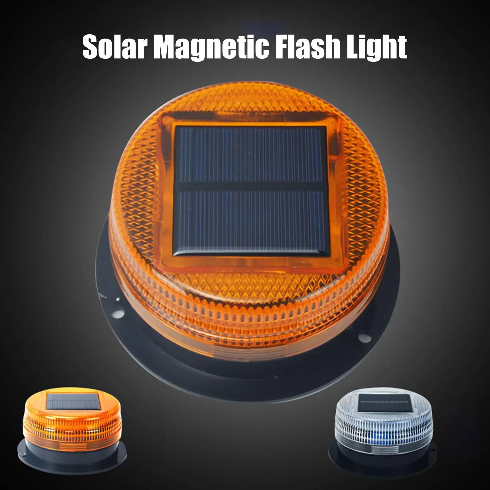 Solar Power LED Magnetic Warning Light for Car Tractor Truck Strobe Beacon Amber PoliceLamp Emergency Signal Night Sensor Oasis Select