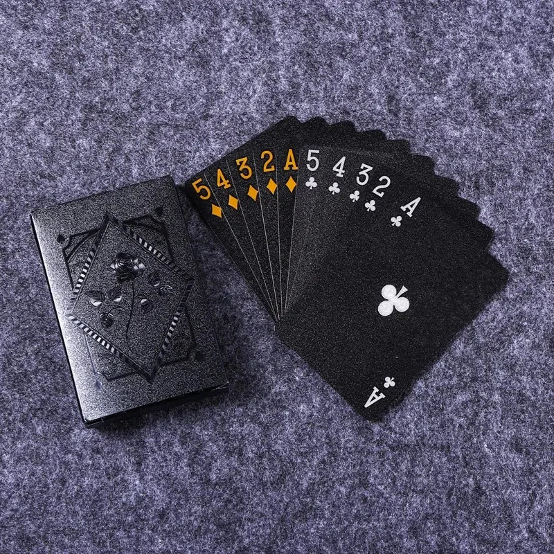 Poker PVC Black Grid Thickened Poker Board Game Cards Waterproof Folding Resistant Wear Resistant Plastic Cards Oasis Select