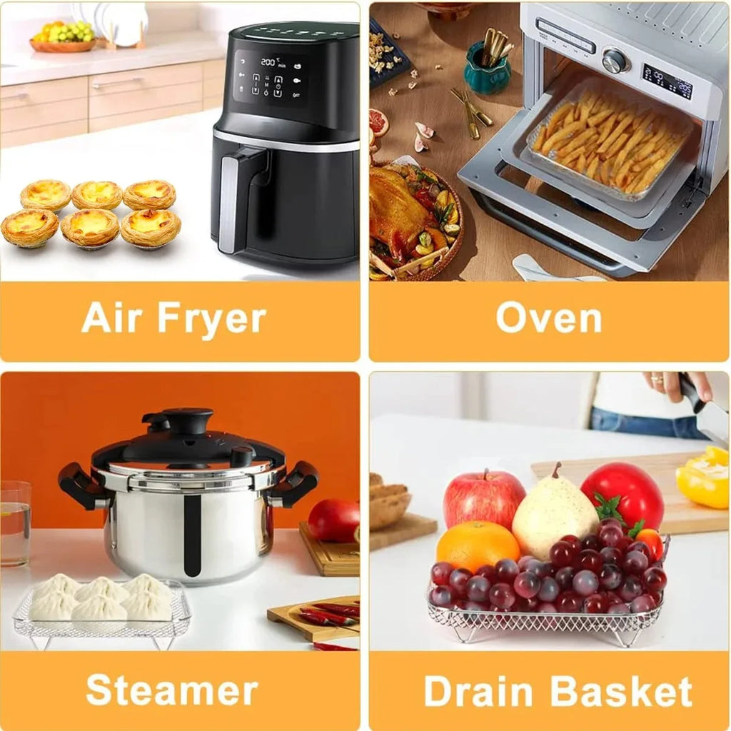 Stackable Air Fryer Rack 1-3 Layer 304 Stainless Steel Air Fryer Rack Oasis Select
