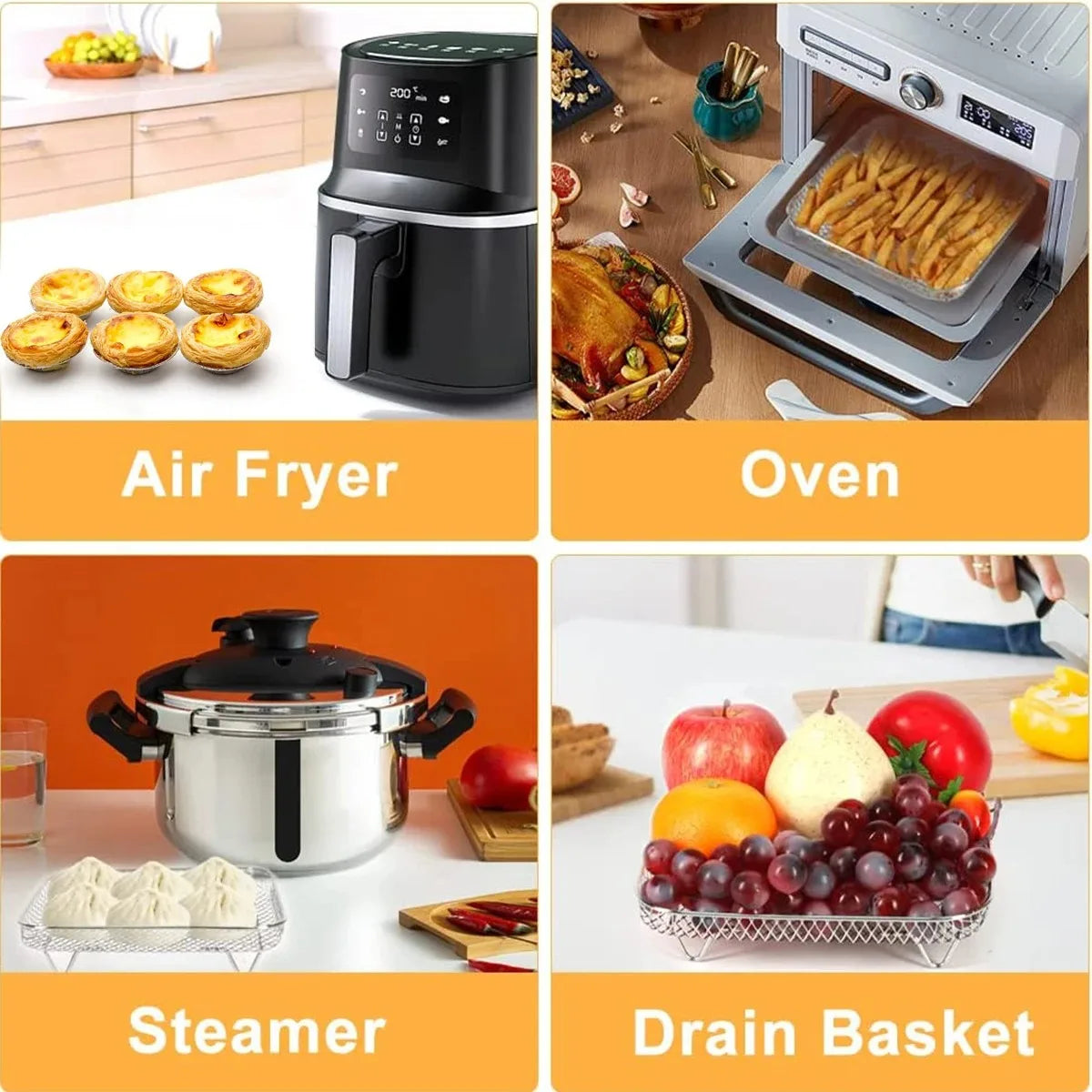 Stackable Air Fryer Rack 1-3 Layer 304 Stainless Steel Air Fryer Rack Oasis Select