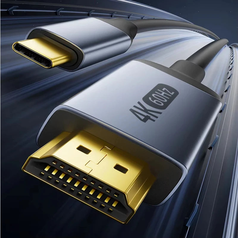 4K Type-C To HDMI Cable 4K@60Hz 2K@120Hz Type C HDMI Cables HDMI-Compatible Converter Adapter For Thunderbolt 3/4 Laptop TV Oasis Select