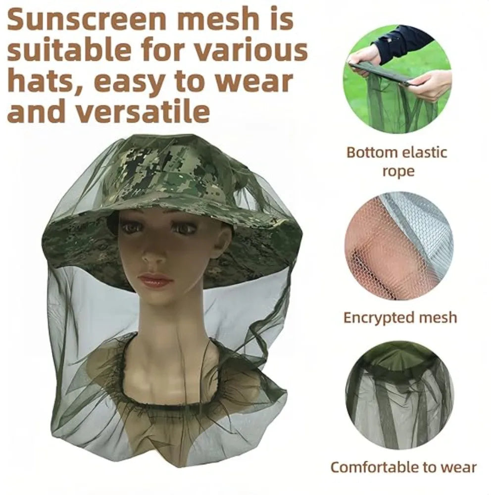 Outdoor Mesh Sun Hat with Face Shield Insect Proof Mosquito Net Cap for Fishing Beekeeping Breathable for Men Women Oasis Select