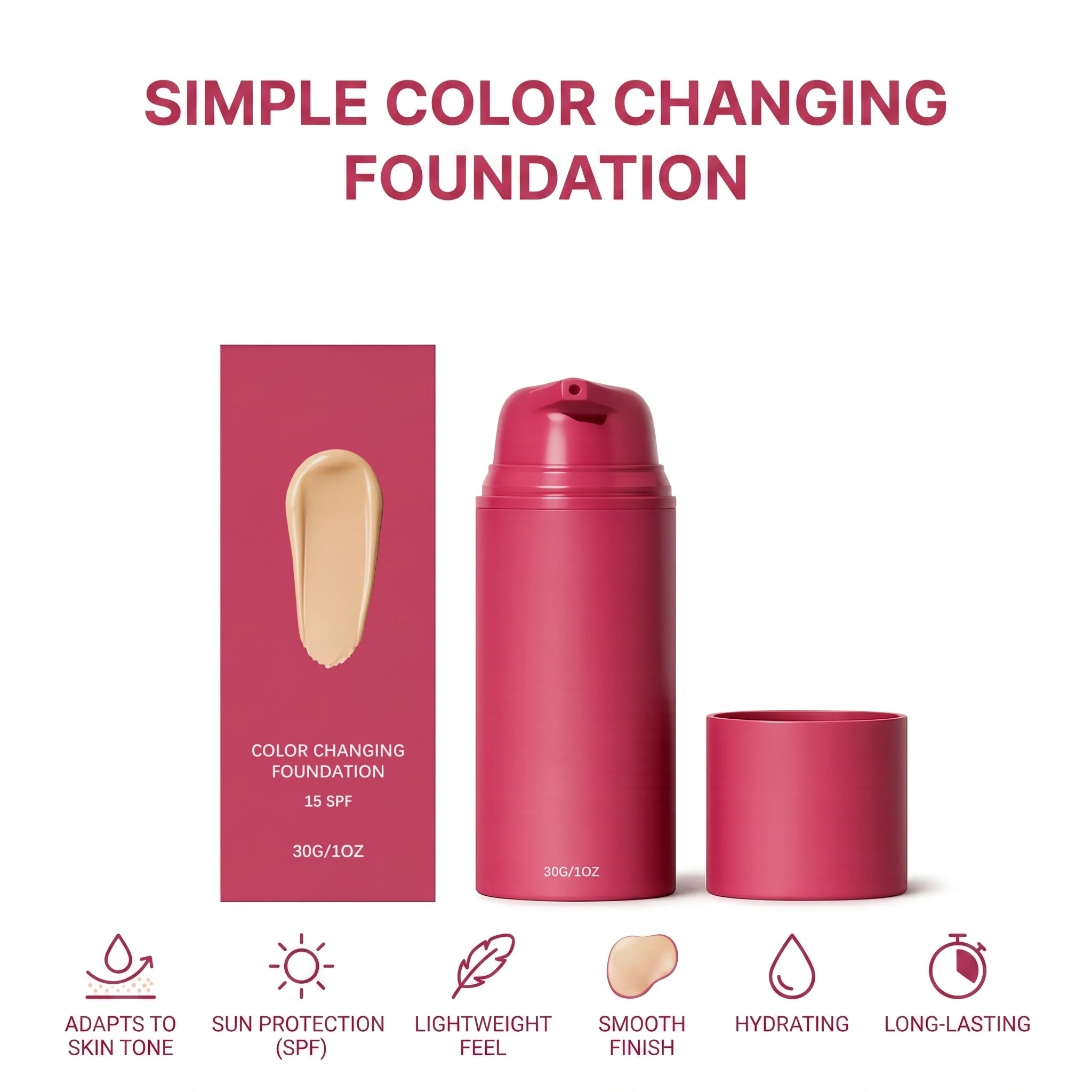 Color Changing Foundation Natural Color Spf15 Sun Protection Makeup Full Coverage Even Skin Tone Lightweight Moisturizing Makeup Oasis Select