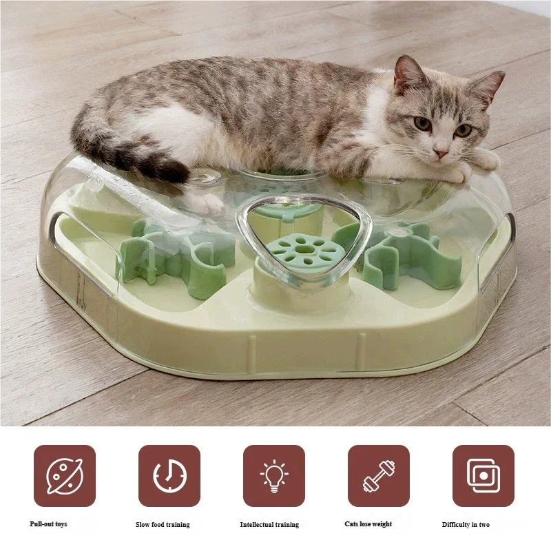 Cat puzzle leakage toy, cat hiding food, anti choking, freeze-drying, slow food maze, teasing cat leakage toy Oasis Select