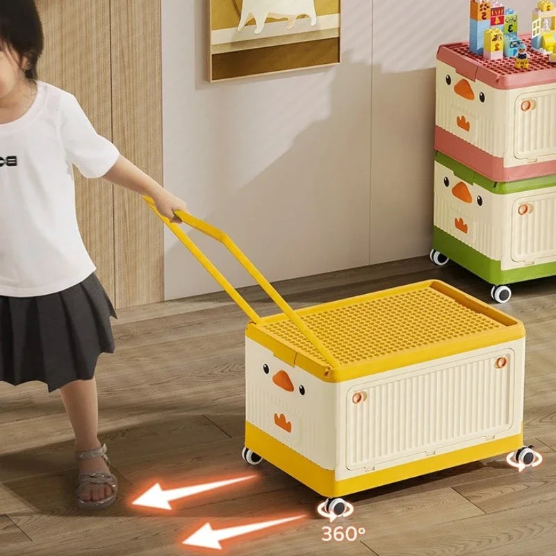 Multi-functional Children's toy storage box Household bedroom roller large capacity finishing box Oasis Select