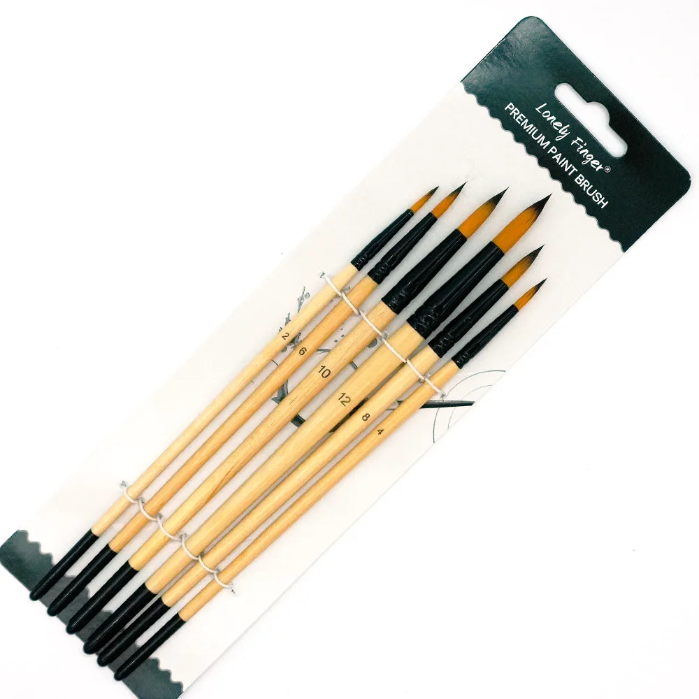 Paint Brushes Set - 6/24pcs Paint Brushes, Art Painting for Acrylic Watercolor Gouache Oil & Face Painting, Models, Figurine and Oasis Select 6 Wood Round