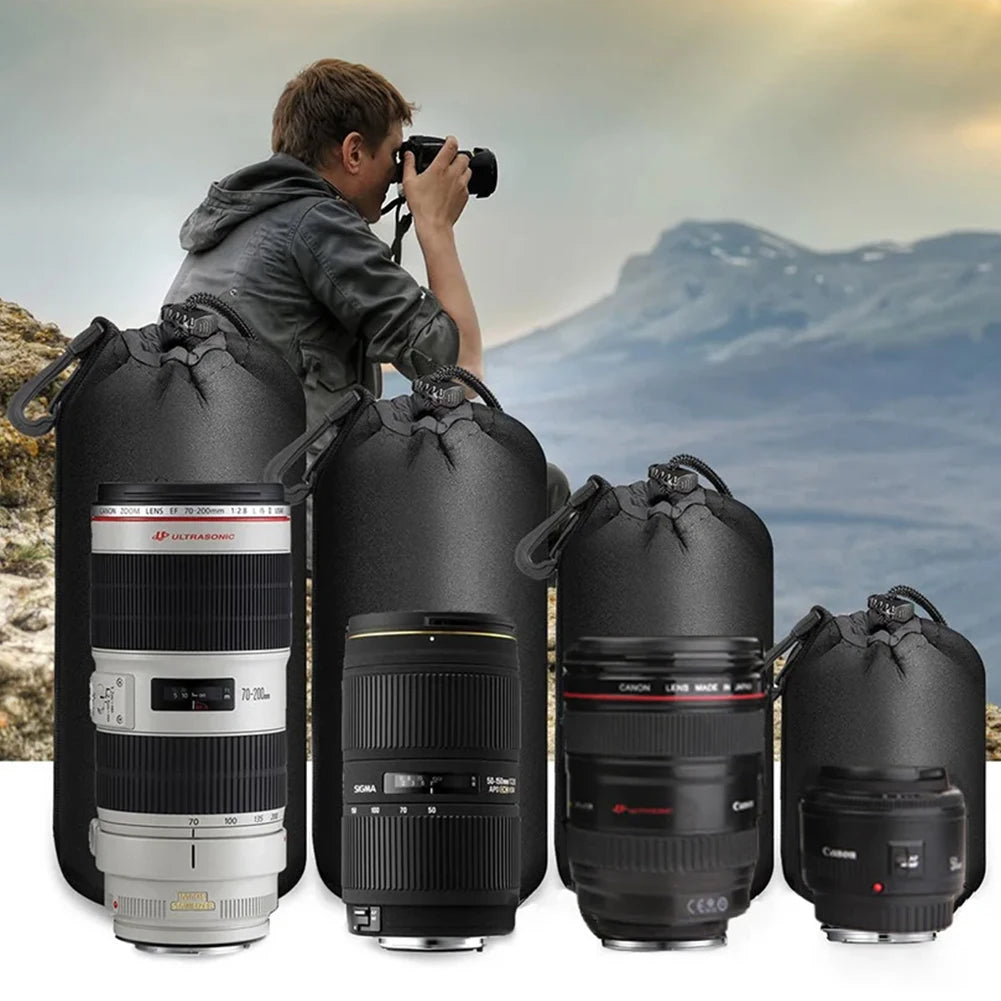 Camera Lens Pouch Bag Neoprene Waterproof Soft Video Camera Lens Pouch Bag Case For Canon Sony for Most Digital SLR Camera Oasis Select