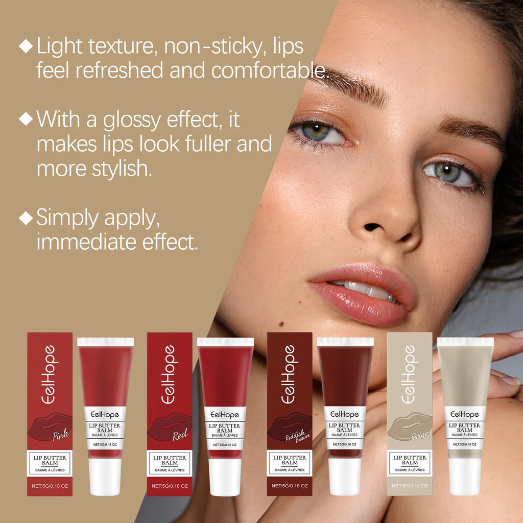 Eelhope 4 Colors Set Lip Butter Balm Deep Moisturizing Long Lasting Non Sticky Colored Lip Makeup Care Fast Ship Gift Kit 20g Oasis Select