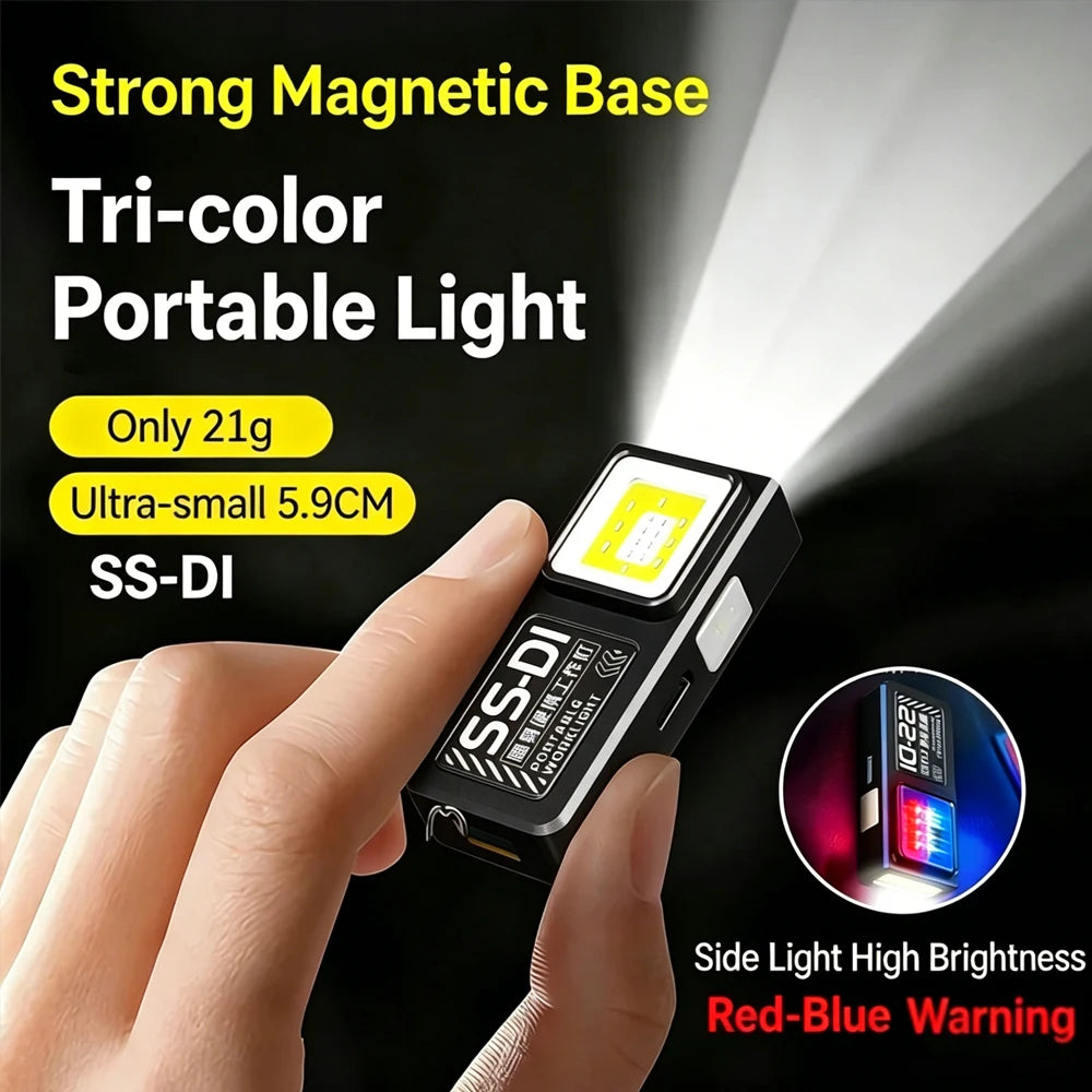 Mini COB LED Flashlight USB C Rechargeable Powerful Work Light with Clip Magnet Waterproof EDC Camping Walking Pocket Lantern Oasis Select