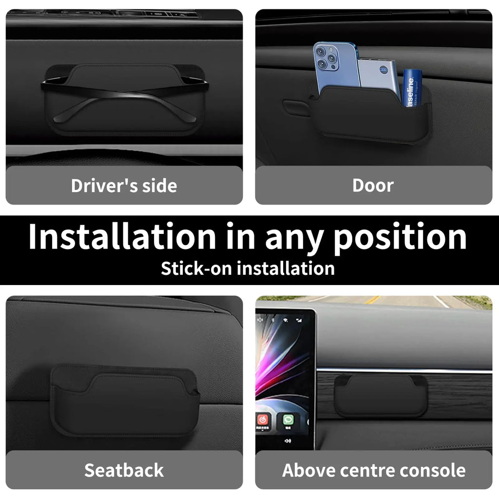 PU Leather Stick-On Car Sunglasses & Storage Organizer Box