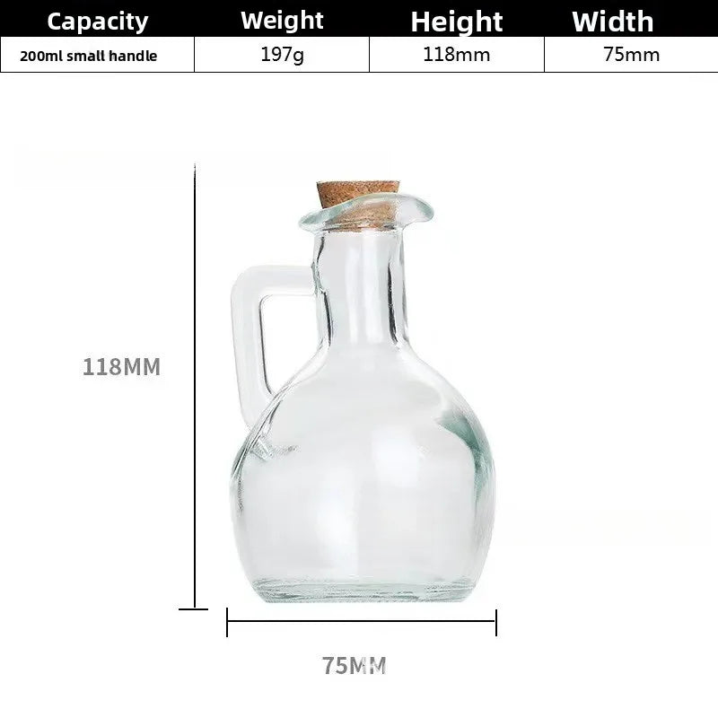 Glass Oil Pot European Style with Handle Oil Bottle Seasoning Bottle Household Kitchen Storage Supplies Oasis Select A-200ml