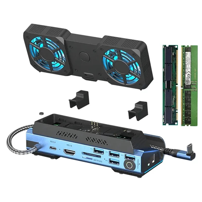 WISH 10-In-1 Type-C Game Docking Station For Steam Deckrog Ally/Switch M.2 Pcie Nvme Hard Disk Box,USB C HUB 4K60HZ Dual Fan Oasis Select