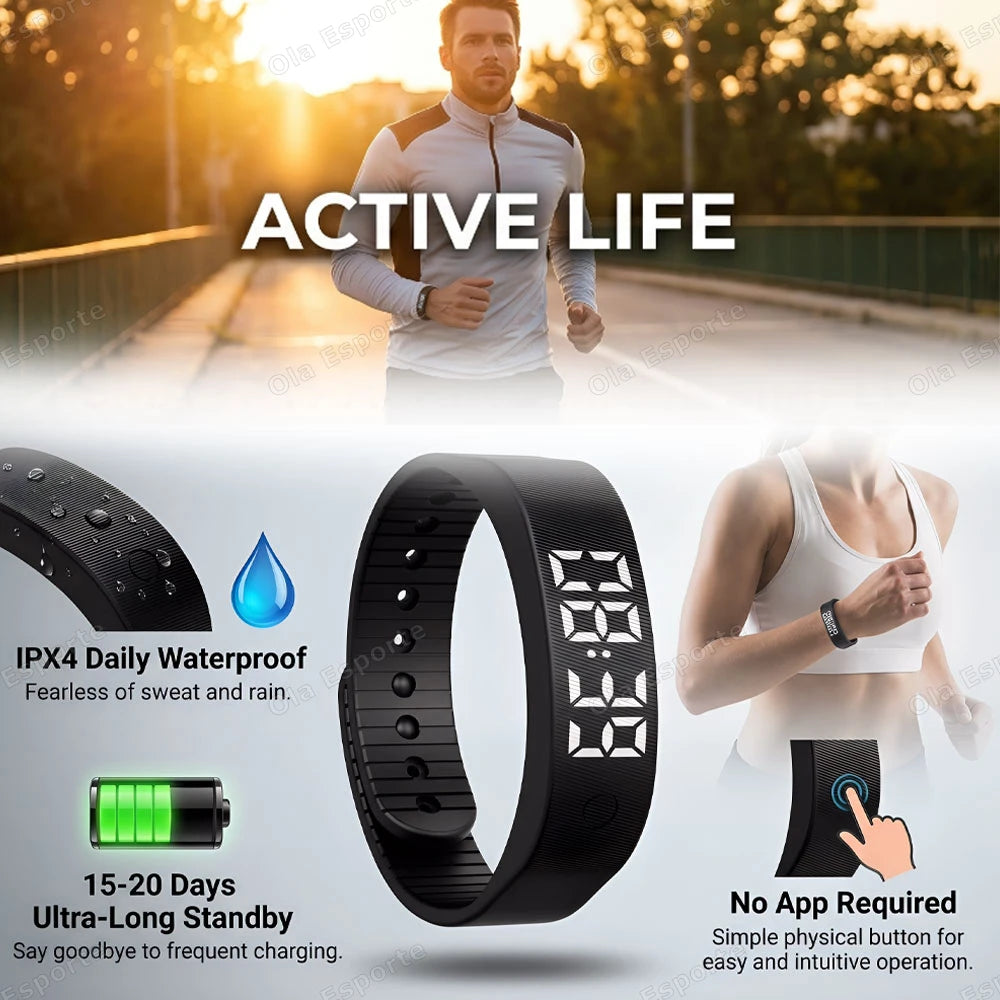 LED Fitness Tracker Bracelet – Pedometer, Alarm & Sleep Monitor