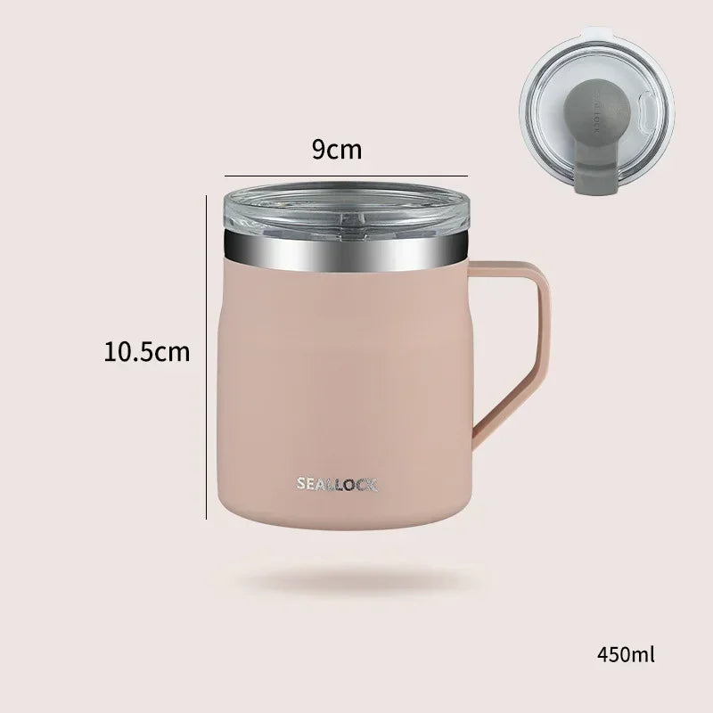 450ML Water Cup Stainless Steel Insulated Lid Drinkware Double Layer Home Office Couple Tumbler Heat-resistant Coffee Mug Oasis Select Pink-450ML 450ml
