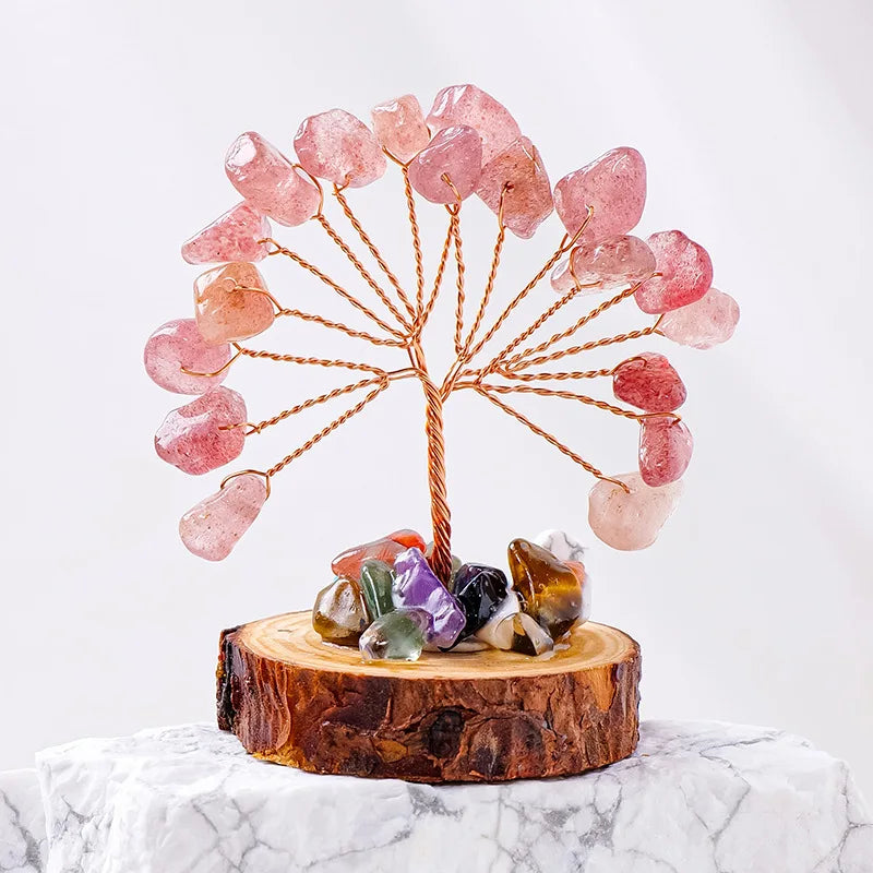 Lucky Mini Tree Natural Crystal Wire Winding Amethyst Citrine Gravel Home Office Feng Shui Decoration Crafts Money Trees Gifts Oasis Select 2