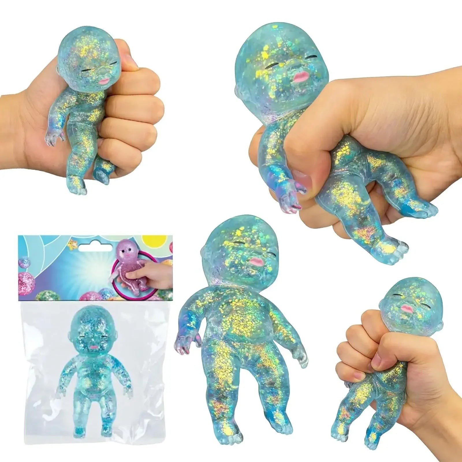 Stress Anxiety Relief 1pc Glitter Silicone Baby Squeeze Toys Slow Rebound Fidget Toys Soft Satisfying Sensory Toys For Kids Oasis Select