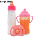 Large size Baby Doll Feeding Bottle Set Baby Care Toy Stroller 2pcs Milk And Juice Bottles With Toy Pacifier For Baby Dolls Oasis Select Pink Large Size
