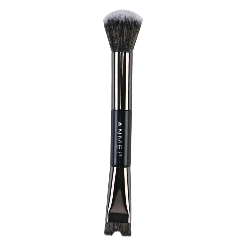 Double Ended Makeup Brush 2-in-1 Foundation Concealer Blush Brush Face Contour Cosmetic Brush for Liquid Cream Powder Makeup Oasis Select 1Pc