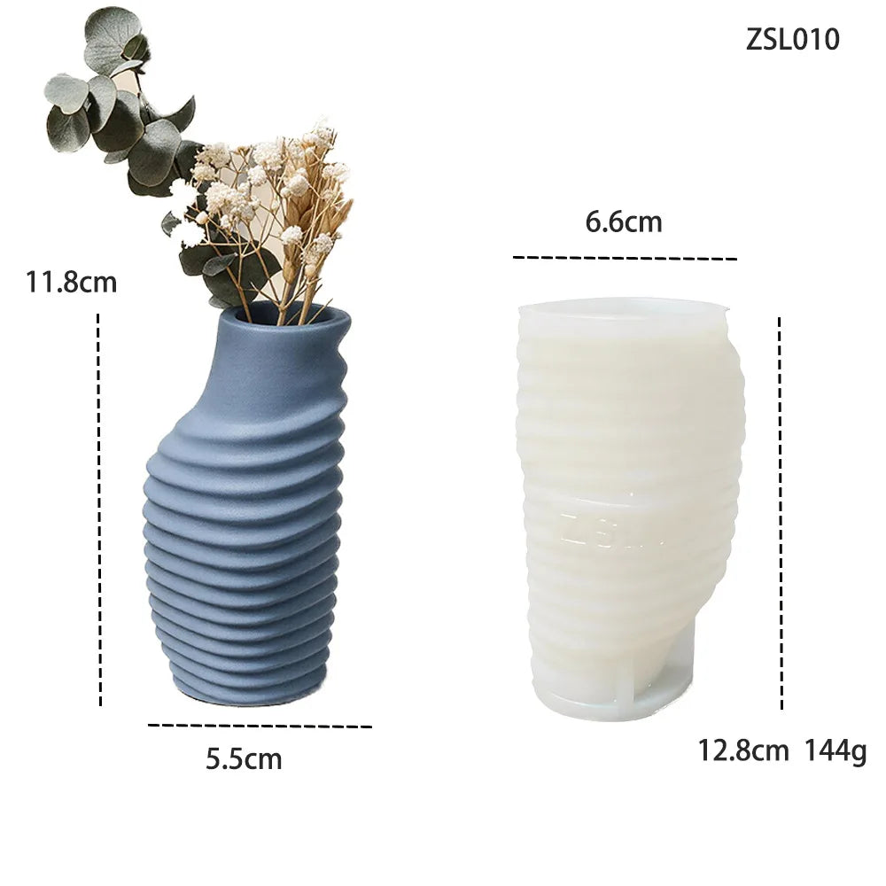 Twisted Pleated Mold Reusable Vase Silicone Mold Clay Pottery Mold Minimalist For Craft Teaching Dining Table Handmade Creation Oasis Select