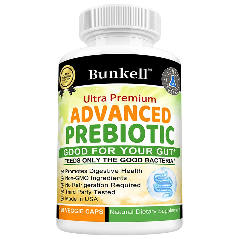 Bunkell Advanced Prebiotic Capsules – Gut & Immune Support Prebiotic Supplement Oasis Select 120 count-1 bottle