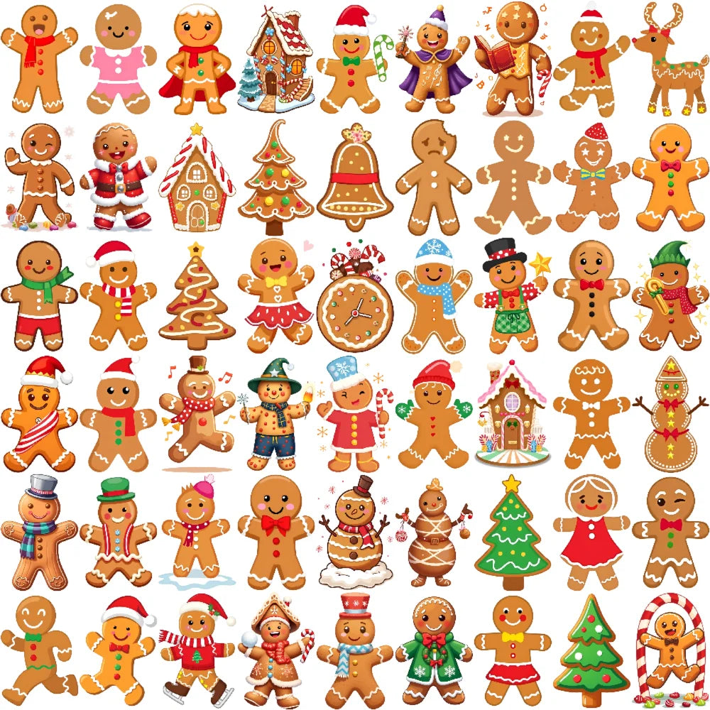 54pcs Christmas Gingerbread Temporary Tattoos – Waterproof Stickers