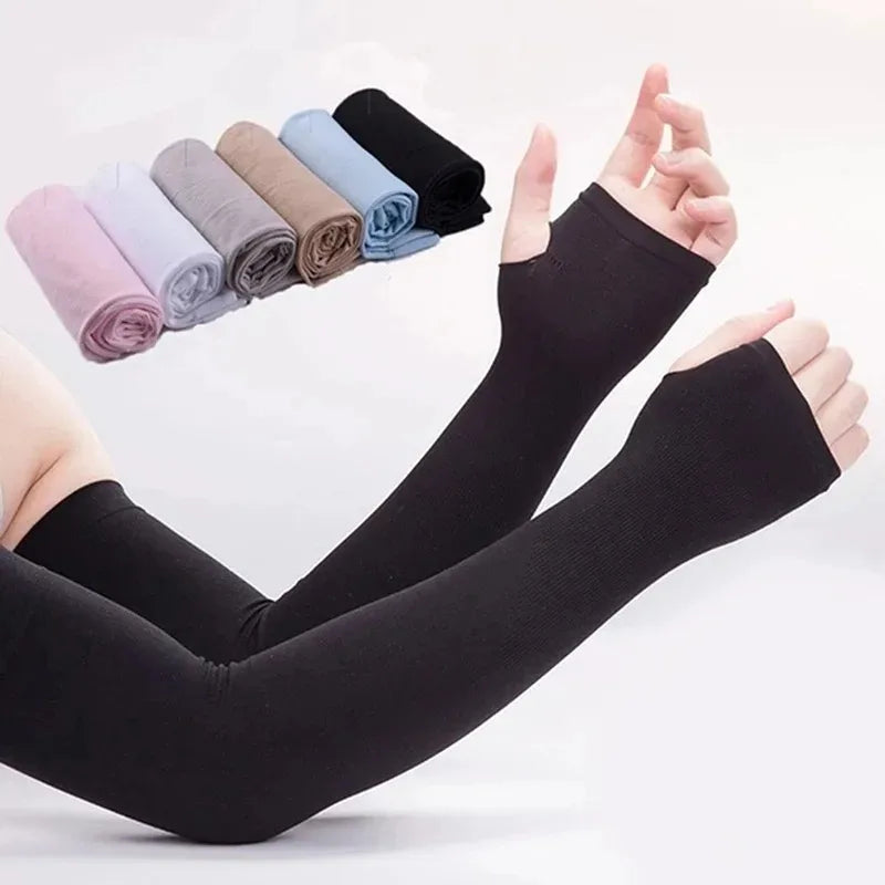 1/2pair Ice Silk Sun Protection Cuffs Gloves Sun Protection UV Protection Hand Protection Cover Anti Slip Summer Outdoor Cycling Oasis Select