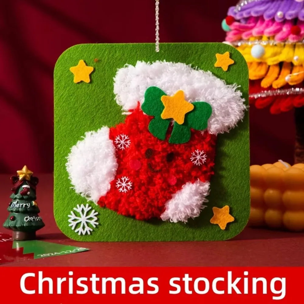 Non-Woven Fabric Christmas Sewing Kit Fun Threading Handicrafts DIY Embroidery Kit Beginner Friendly Christmas Sewing Projects Oasis Select Christmas stocking