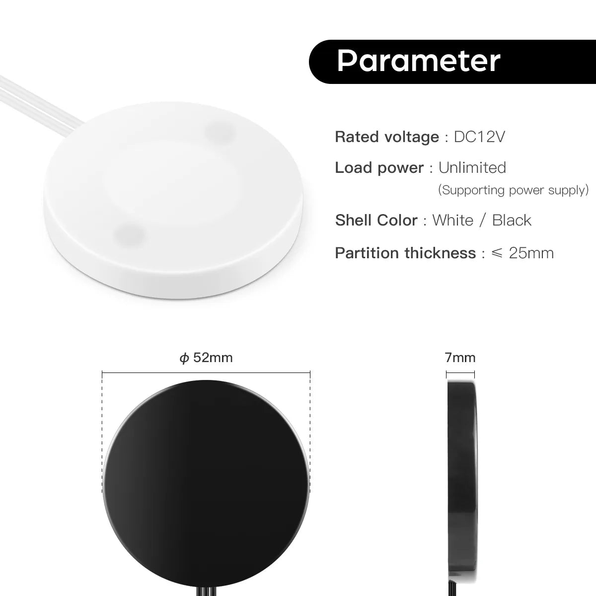 Hand Sweep Dimmer Sensor Penetrating Switch 12V-24V Wood Panel Touch Switch LED Dimmable Touch Sensing Hidden Switches for Light Oasis Select