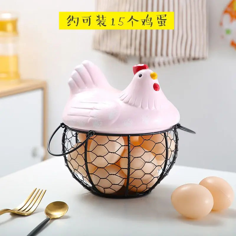 Ceramic Egg Baskets Fruit Baskets Sundries Blue Ceramic Kitchen Shelves Creative Storage Iron Woven Baskets Ironwork Storage Oasis Select S pink