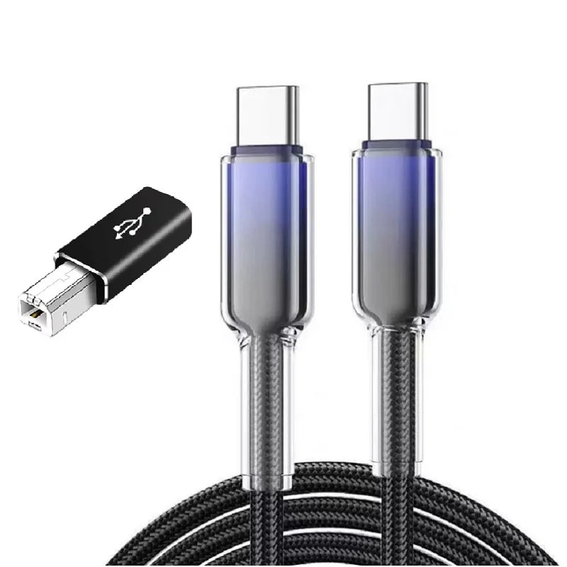 Type-c to square Printer Cable Adapter Converter DP 65W Fast Charging Data Transfer Cable Printer Scanner Electric Piano Adapter Oasis Select