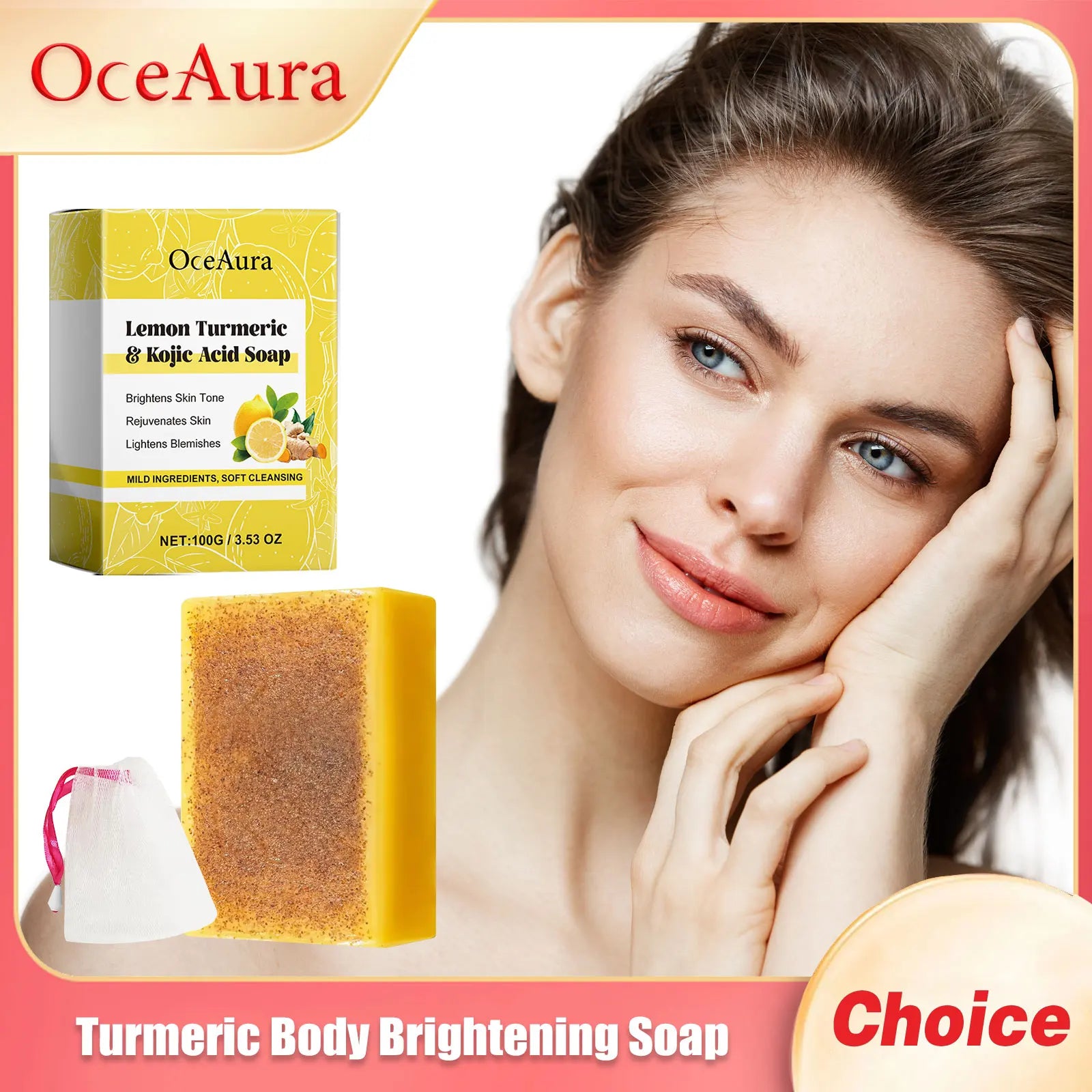 Lemon Turmeric Body Brightening Soap Deep Clean Moisturizing Exfoliation Oil Control Keep Refresh Kojic Acid Skin Cleansing Soap Oasis Select