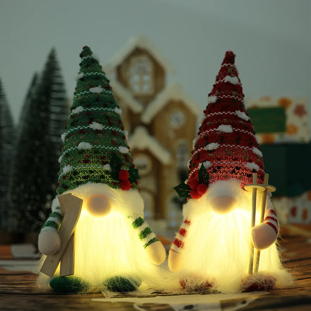 Christmas Decoration Items American Country Knitted Ribbon Light Faceless Doll Creative Glowing Rudolph Dwarf Oasis Select