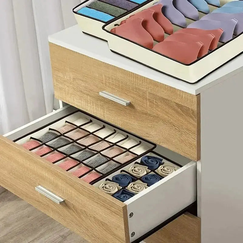 6/7/8/24 Grid Storage Box Beige Underwear Storage Box Four Piece Sock Storage Fabric Bra Storage Box Oasis Select