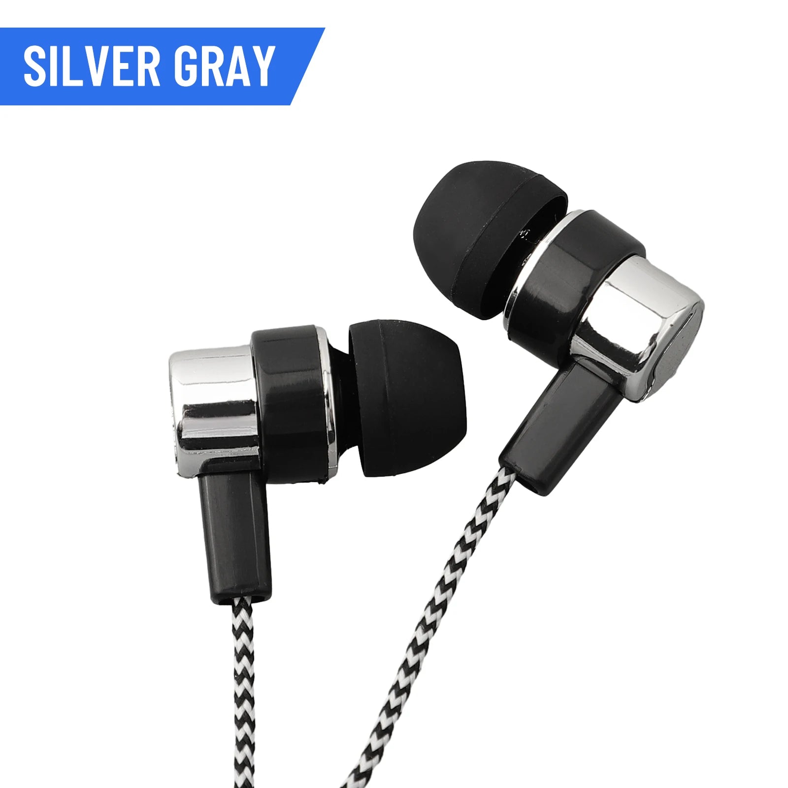 3.5mm In-Ear Wired Headphone 2 Basic Box Bass Stereo Earbuds Mobile Headphone Noise Cancelling Superb Bass Stereo Earphone Oasis Select Silver gray