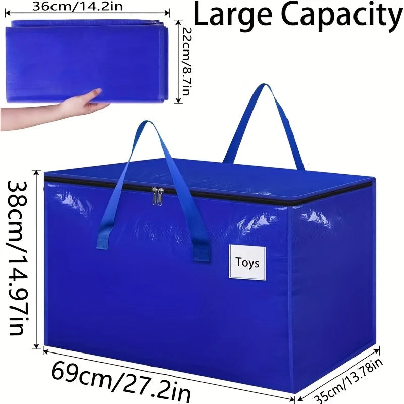 6 pack Heavy-Duty Storage Box with Zipper, Large Capacity Space Saving Plastic Organizer for Home, Closet, Garage and Travel Oasis Select
