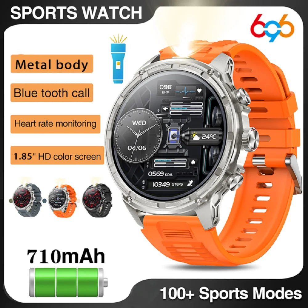 Waterproof Outdoors Smartwatch Flashlight Women Music Sports Blue Tooth Call 710mAh Heart Rate Health Monitor Smart Watches Men Oasis Select