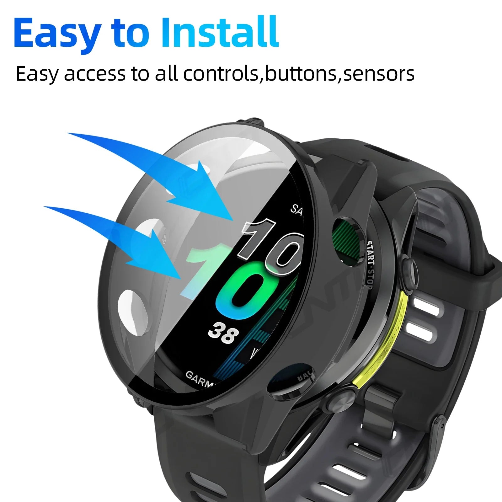 Garmin Forerunner 970 570 Tempered Glass & PC Bumper Case Watch Screen Protector Oasis Select