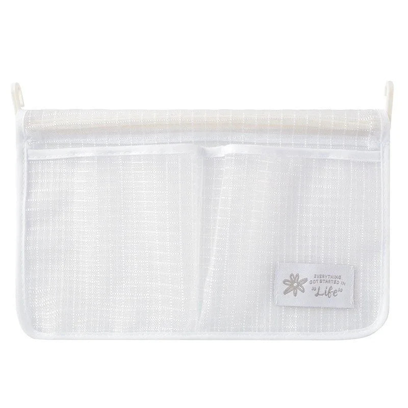 1Pcs Refrigerator Storage Mesh Bag Double Compartment Hanging Pouch Kitchen Organizer Pockets with Hook Washable Fridge Net Bag Oasis Select WHITE