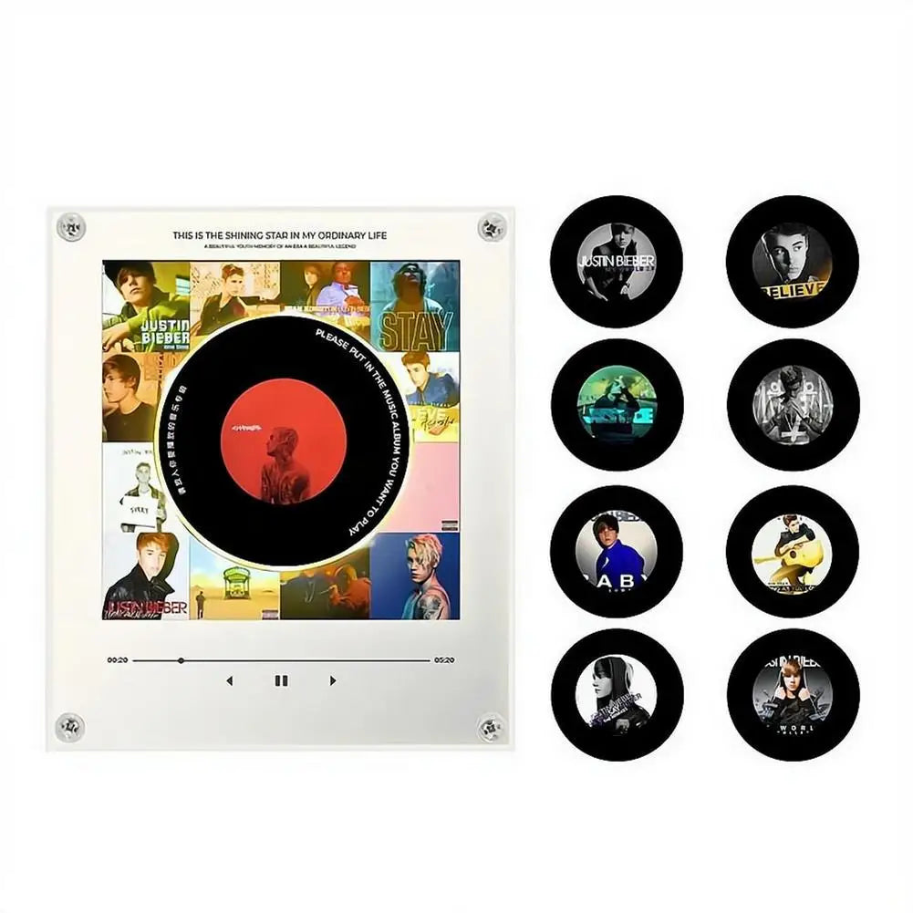 NFC Sensing Song Player With Acrylic Built-in Speaker Rotating Disc Night Light Automatic Singing Refrigerator Magnetic Sticker Oasis Select