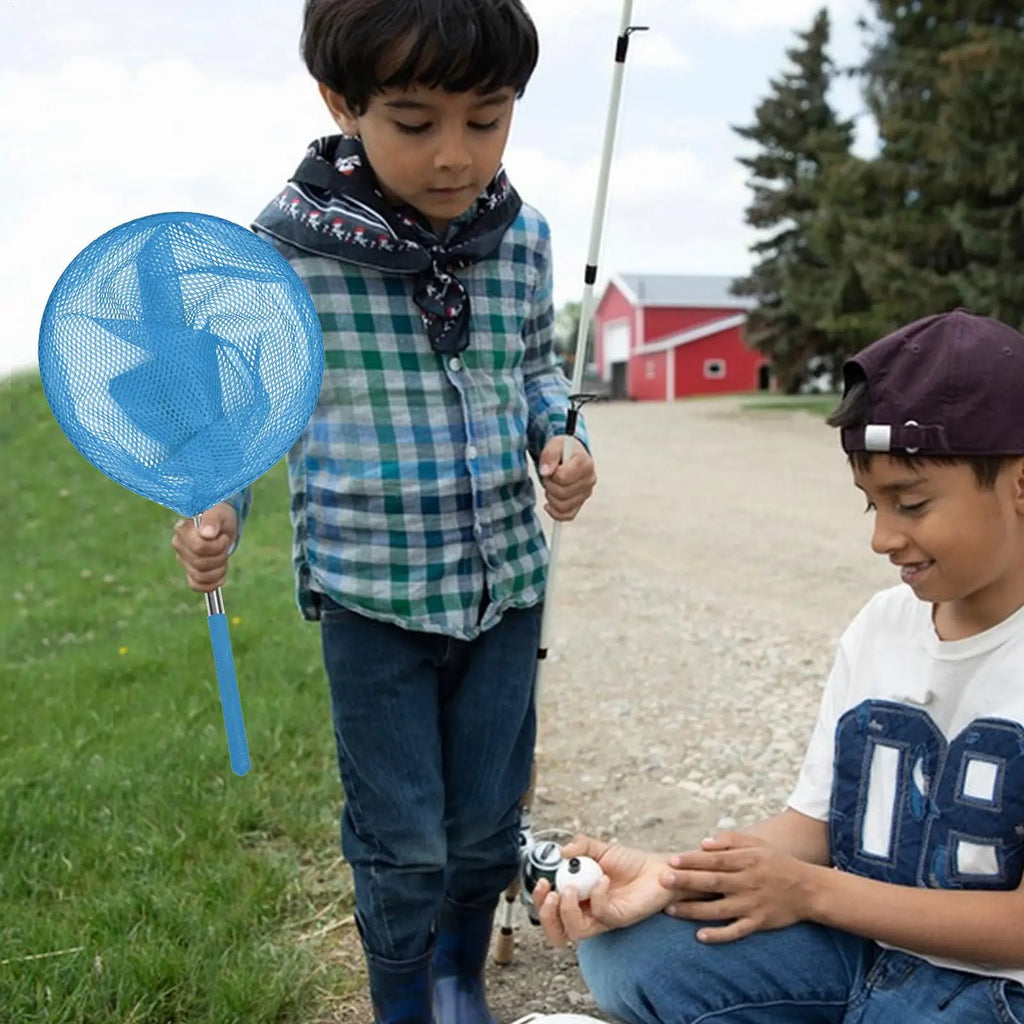 Kids Fishing Net Stainless Steel Telescopic Anti Slip Small Catcher Frog Catching Net for Beach Aquarium Pool Outdoor Games Oasis Select