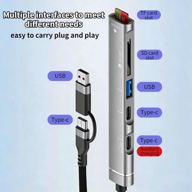5-in-1 Multi Adapter USB +Type C HUB Docking Station with SD/TF Memory Card Reader 5Gbps Transmission Type C Hub For Laptop Oasis Select